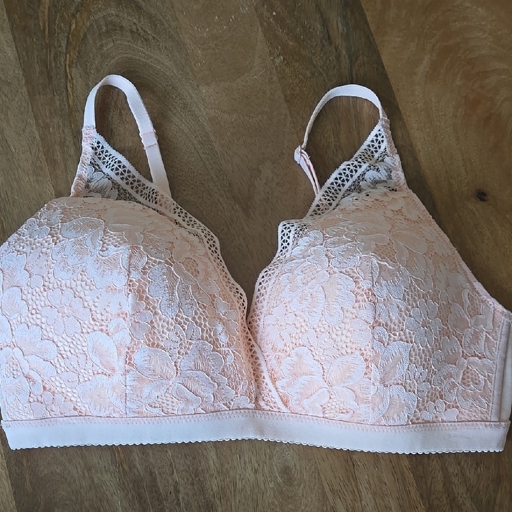 NWOT KNIX Lace Deep-V Bra in peach Size XL
